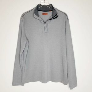 VERTICAL ROBERT COMSTOCK  Mens Gray Collared 1/4 Zip Pullover Sweater‎ Large L
